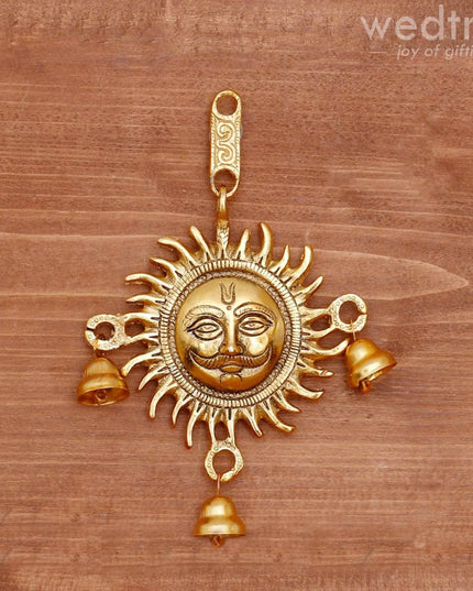 White Metal Suraj With Bell Gold Oxidised Finish - W4012 Figurine