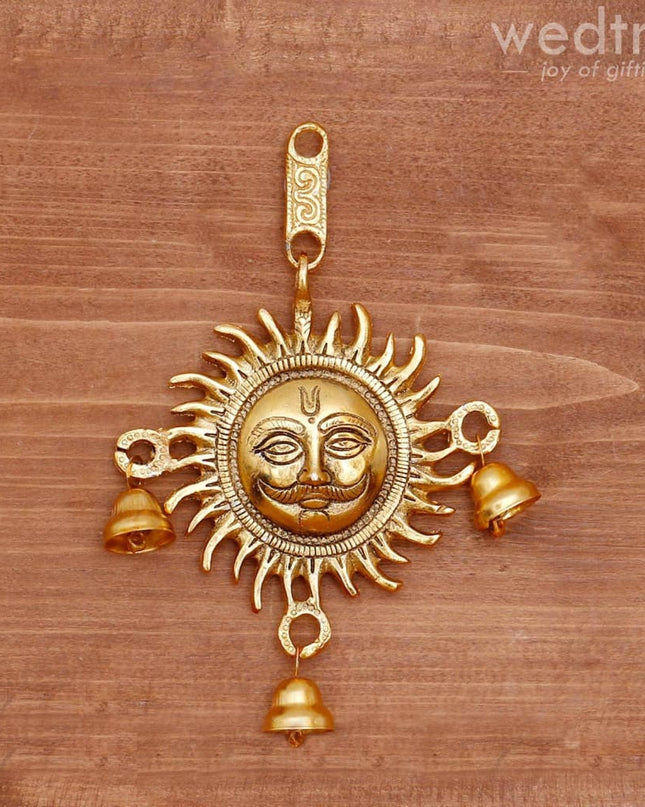 White Metal Suraj With Bell Gold Oxidised Finish - W4012 Figurine