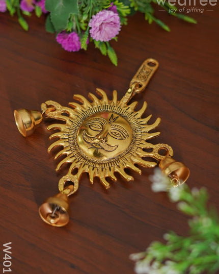 White Metal Suraj With Bell Gold Oxidised Finish - W4012 Divine Figurines