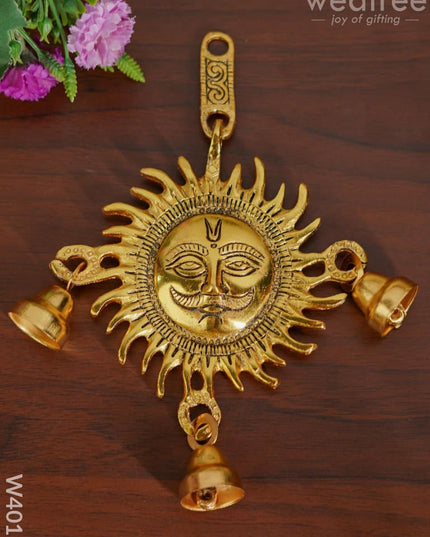 White Metal Suraj With Bell Gold Oxidised Finish - W4012 Divine Figurines