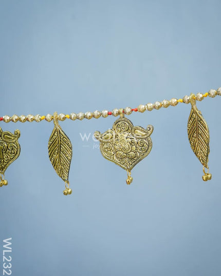 White Metal Thoran - Embossed Ganesha & Leaf Wl2323 Thorans