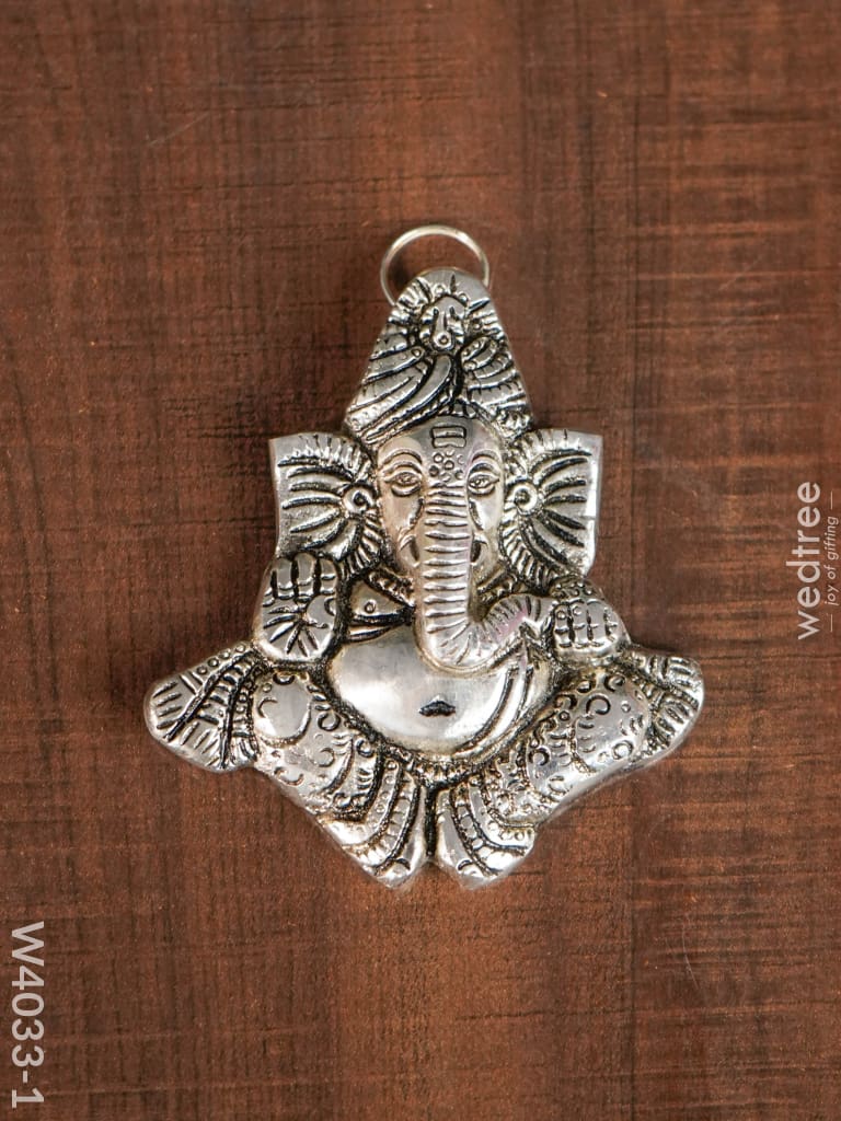 White Metal Turban Ganesha - W4033 Silver Finish Divine Figurines