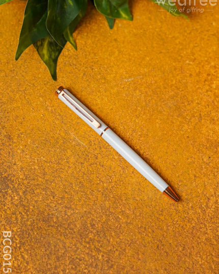 White With Silver Finish - Roller Ball Point Pen Bcg0159 Office Utility