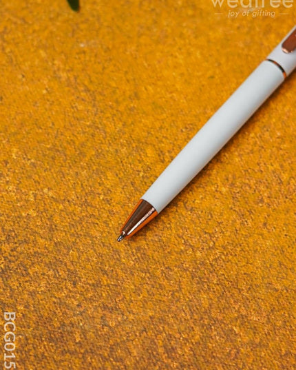 White With Silver Finish - Roller Ball Point Pen Bcg0159 Office Utility
