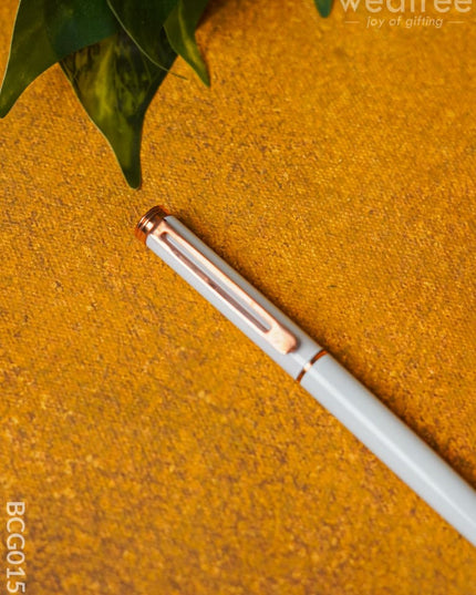 White With Silver Finish - Roller Ball Point Pen Bcg0159 Office Utility