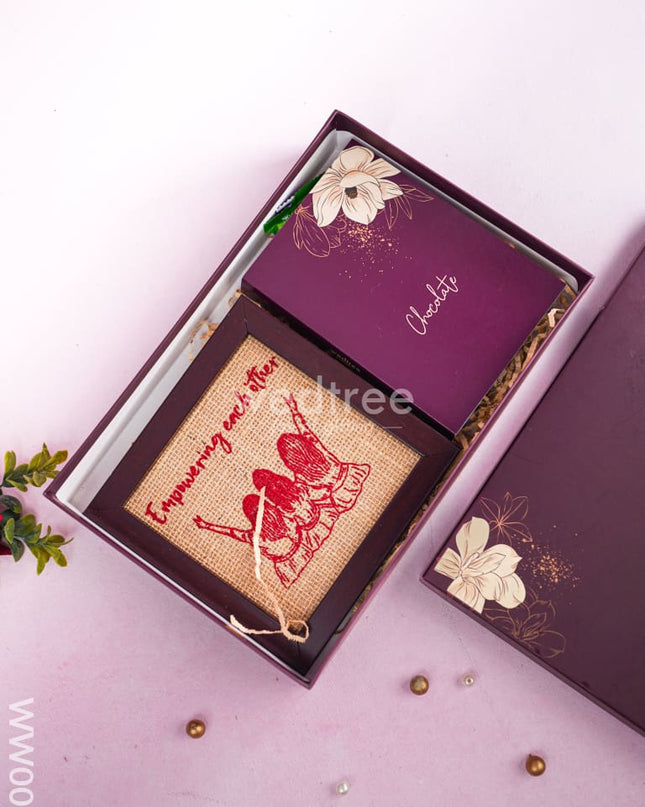 Womens Day Gift Hamper Box with Chocolate Card & Jute Frame - WW001 Hampers