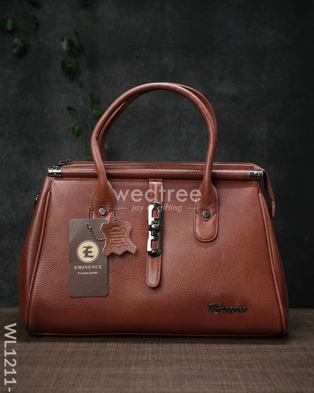 Womens Leather Bag With Lock - Wl1211 Light Brown Handbags
