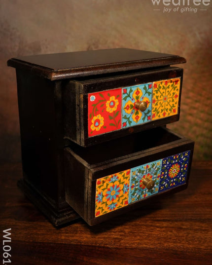 Wooden 2 Layered Tile Drawer Box - Wl0614 Utility