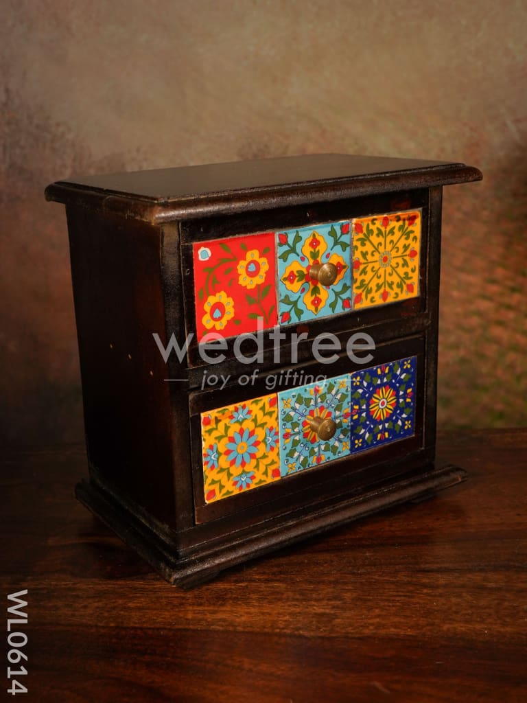 Wooden 2 Layered Tile Drawer Box - Wl0614 Utility