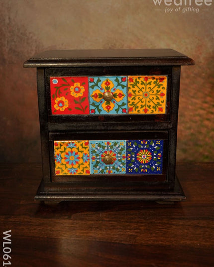Wooden 2 Layered Tile Drawer Box - Wl0614 Utility
