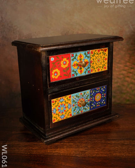 Wooden 2 Layered Tile Drawer Box - Wl0614 Utility