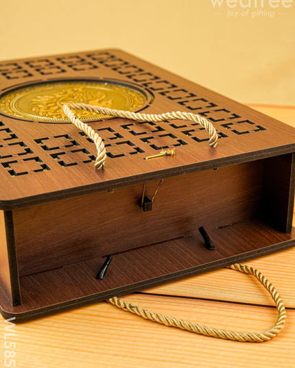 Wooden Annapakshi Box with Oxidized Bottle & 3 Glass - WL5852 - Bottles & mugs