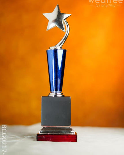 Wooden Blue Trophy With Star - Bcg0217 12.5 Inch Branding