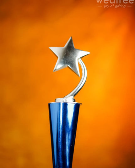 Wooden Blue Trophy With Star - Bcg0217 Branding