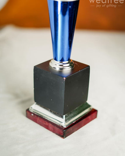 Wooden Blue Trophy With Star - Bcg0217 Branding