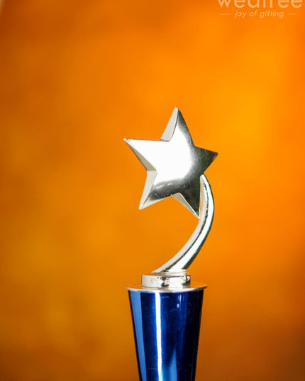 Wooden Blue Trophy With Star - Bcg0217 Branding