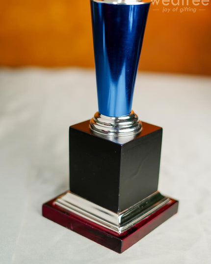 Wooden Blue Trophy With Star - Bcg0217 Branding