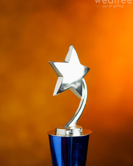 Wooden Blue Trophy With Star - Bcg0217 Branding