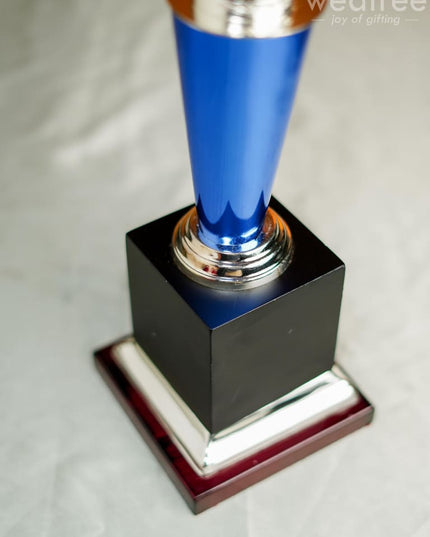 Wooden Blue Trophy With Star - Bcg0217 Branding