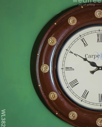Wall Clock - Wooden Coin Designed Frame (18 Inch) Wl3825 Clocks