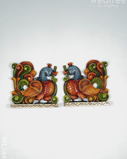 Wooden Carved Annapakshi Bracket - Set of 2 - 11 inch - WL5642 - Wooden Artifacts