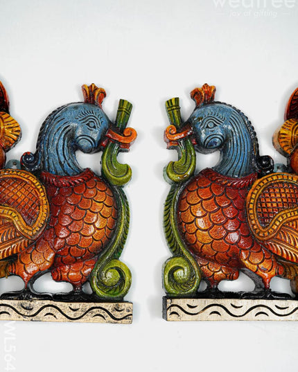 Wooden Carved Annapakshi Bracket - Set of 2 - 11 inch - WL5642 - Wooden Artifacts