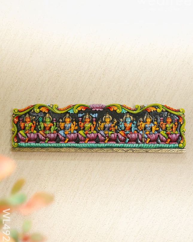 Wooden Carved Ashta Lakshmi Panel - 42 inch - WL4920 Wooden Decor