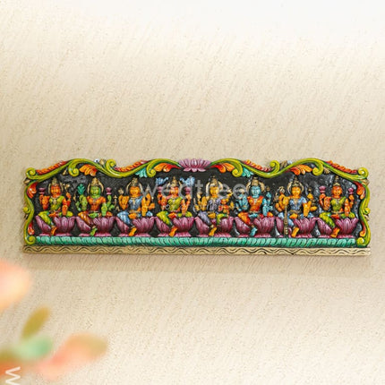 Wooden Carved Ashta Lakshmi Panel - 42 inch - WL4920 Wooden Decor