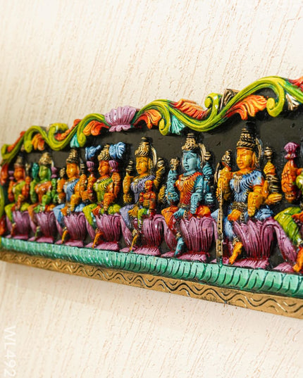 Wooden Carved Ashta Lakshmi Panel - 42 inch - WL4920 Wooden Decor