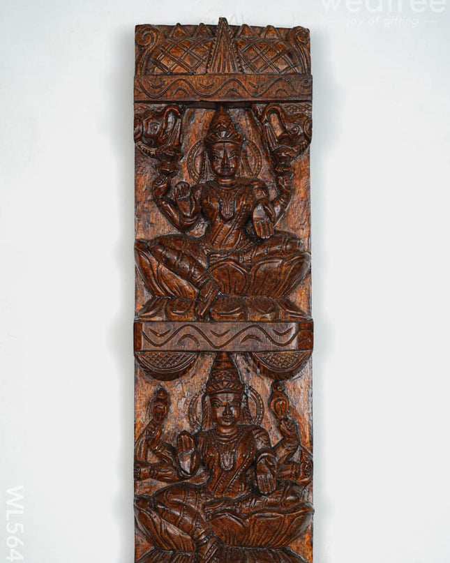 Wooden Carved Ashtalakshmi Wall Hanging Panel - Set of 2 - 36 inch - WL5649 - Wooden Artifacts