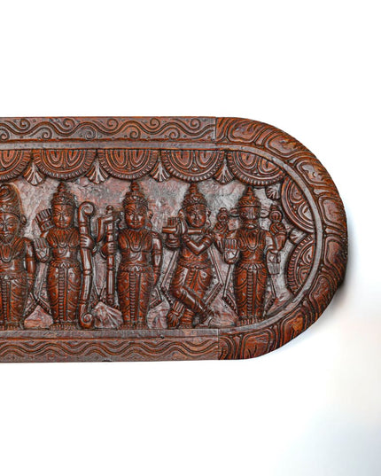 Wooden Carved Dasavatharam Wall Hanging Panel - Brown - 36 inch - WL5633 - Wooden Artifacts
