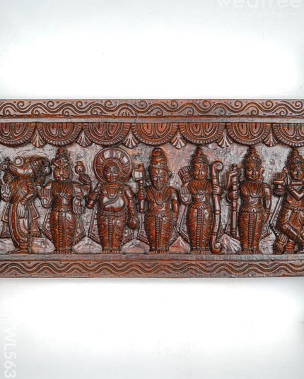 Wooden Carved Dasavatharam Wall Hanging Panel - Brown - 36 inch - WL5633 - Wooden Artifacts