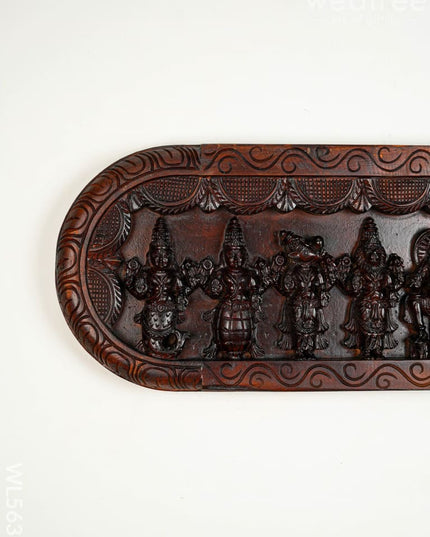 Wooden Carved Dasavatharam Wall Hanging Panel - Brown - 36 inch - WL5633 - Wooden Artifacts