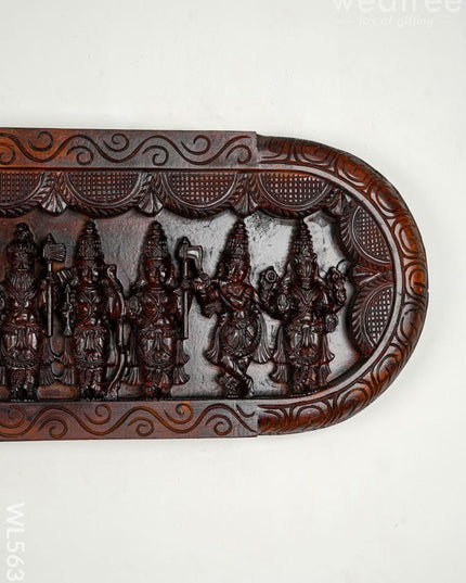Wooden Carved Dasavatharam Wall Hanging Panel - Brown - 36 inch - WL5633 - Wooden Artifacts