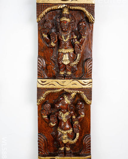 Wooden Carved Dasavatharam Wall Hanging Panel - Set of 2 - WL5884 - Wooden Artifacts