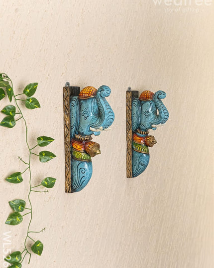 Wooden Carved Elephant Bracket - 12 inch - Set of 2 - WL5262 - Wooden Artifacts