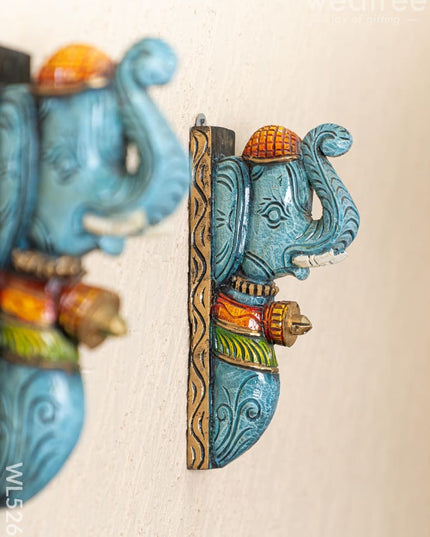 Wooden Carved Elephant Bracket - 12 inch - Set of 2 - WL5262 - Wooden Artifacts