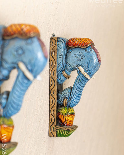 Wooden Carved Elephant Bracket - 12 inch - Set of 2 - WL5263 - Wooden Artifacts