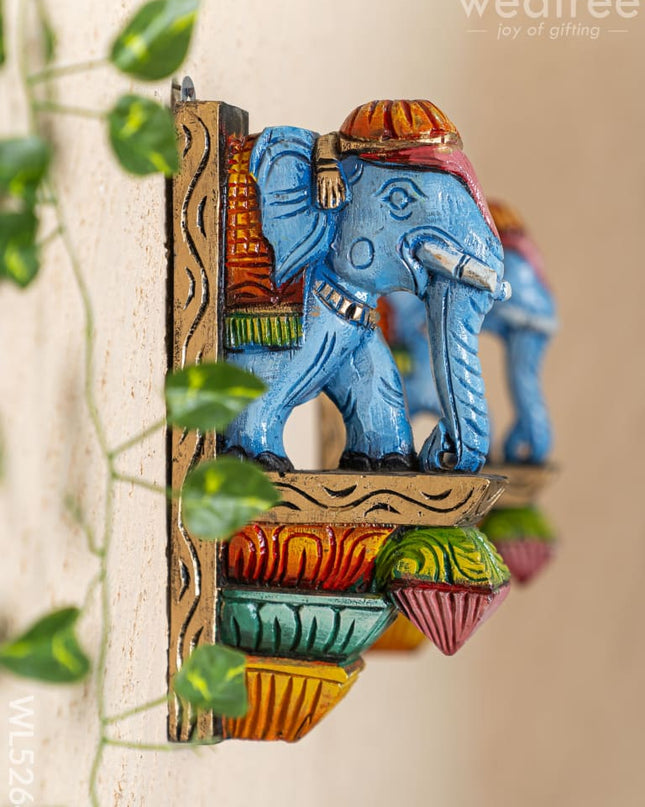 Wooden Carved Elephant Bracket - 12 inch - Set of 2 - WL5264 - Wooden Artifacts
