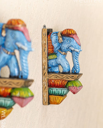 Wooden Carved Elephant Bracket - 12 inch - Set of 2 - WL5264 - Wooden Artifacts