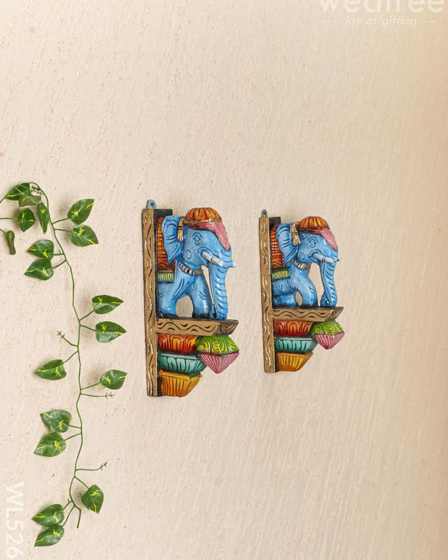 Wooden Carved Elephant Bracket - 12 inch - Set of 2 - WL5264 - Wooden Artifacts