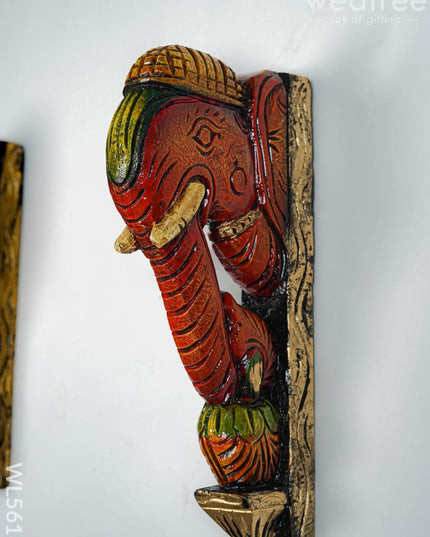 Wooden Carved Elephant Bracket - 12 inch - Set of 2 - WL5618 - Wooden Artifacts