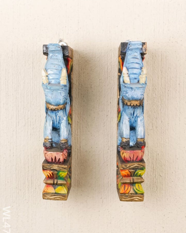 Wooden Carved Elephant Bracket - Set of 2 - WL4794 - Wooden Artifacts