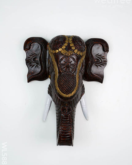 Wooden Carved Elephant Head Wall Hanging - WL5883 - Wooden Artifacts