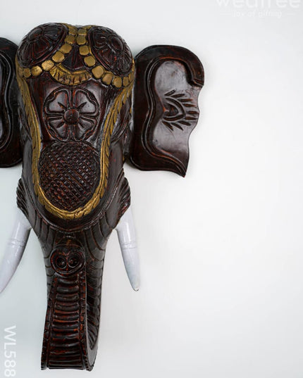 Wooden Carved Elephant Head Wall Hanging - WL5883 - Wooden Artifacts