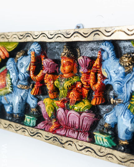 Wooden Carved Gajalakshmi Panel - 24 inch - WL4919 Wooden Decor