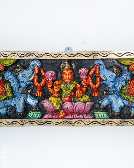 Wooden Carved Gajalakshmi Panel - 24 inch - WL4919 Wooden Decor