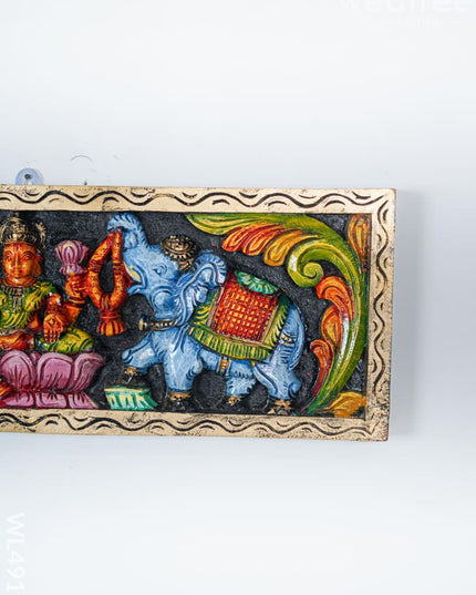 Wooden Carved Gajalakshmi Panel - 24 inch - WL4919 Wooden Decor