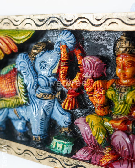 Wooden Carved Gajalakshmi Panel - 24 inch - WL4919 Wooden Decor