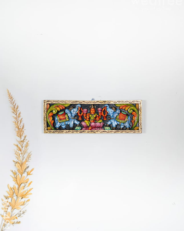 Wooden Carved Gajalakshmi Panel - 24 inch - WL4919 Wooden Decor